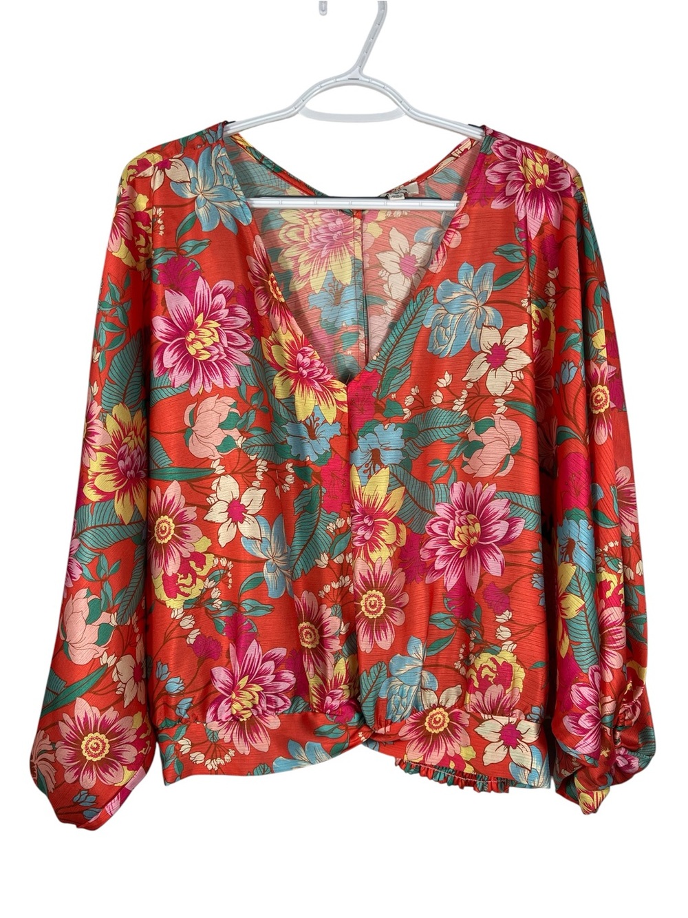 UMGEE women’s FLORAL PRINT DOLMAN SLEEVE top in tangerine/orange tropical MEDIUM
